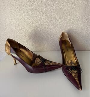 Dolce & Gabbana Burgundy Python Pointed Toe Pumps Size 38.5